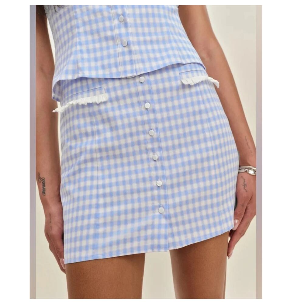 NEW Reformation Janell Two Piece Set in Crystal Check Size 4 - Picture 3 of 15